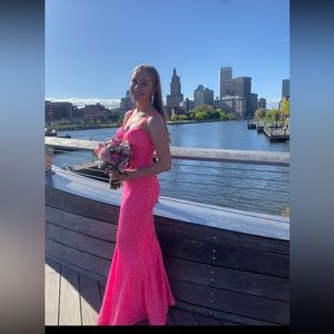 Pink Sequin Prom Dress by LaFemme